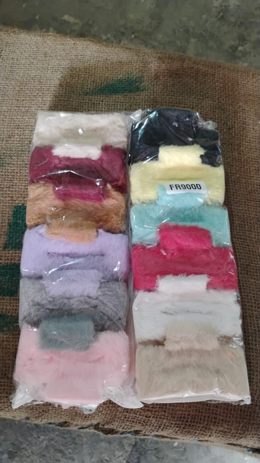 Soft Velvet Furry Hair Clutcher Clips Set (12 Pc)