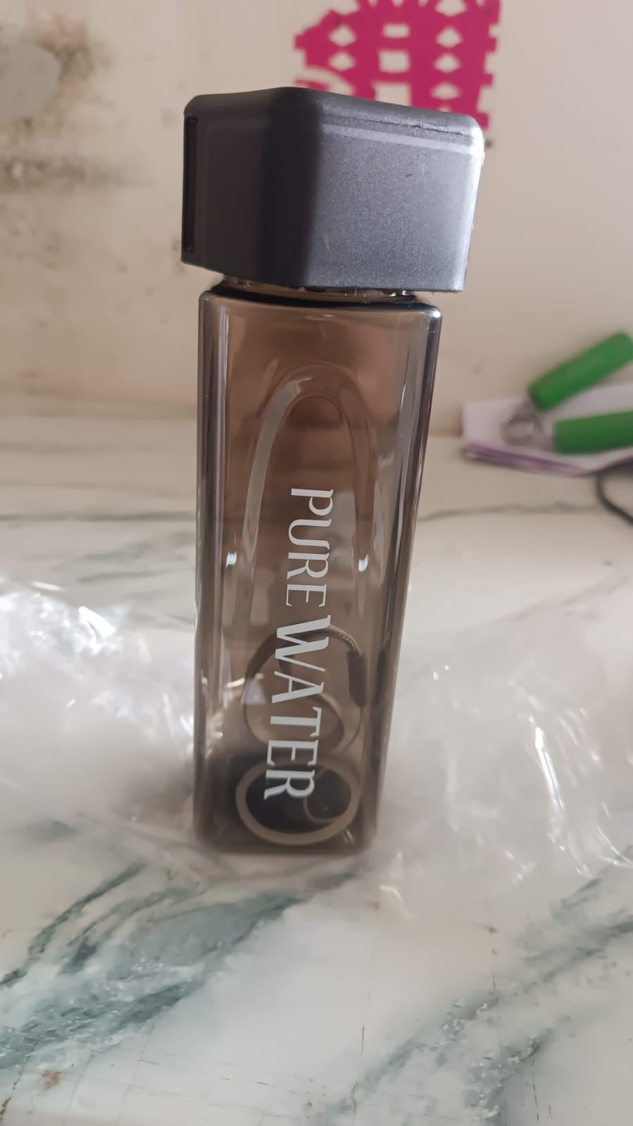 Premium 450ml Square Shape Plastic Water Bottle (1 Pc)