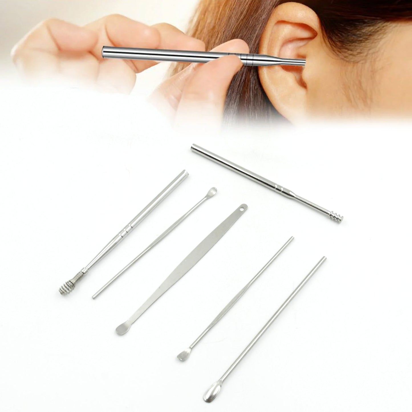 Ear Wax Removal Kit – Portable Ear Cleaning Tool with Keychain Holder (6 Pc)