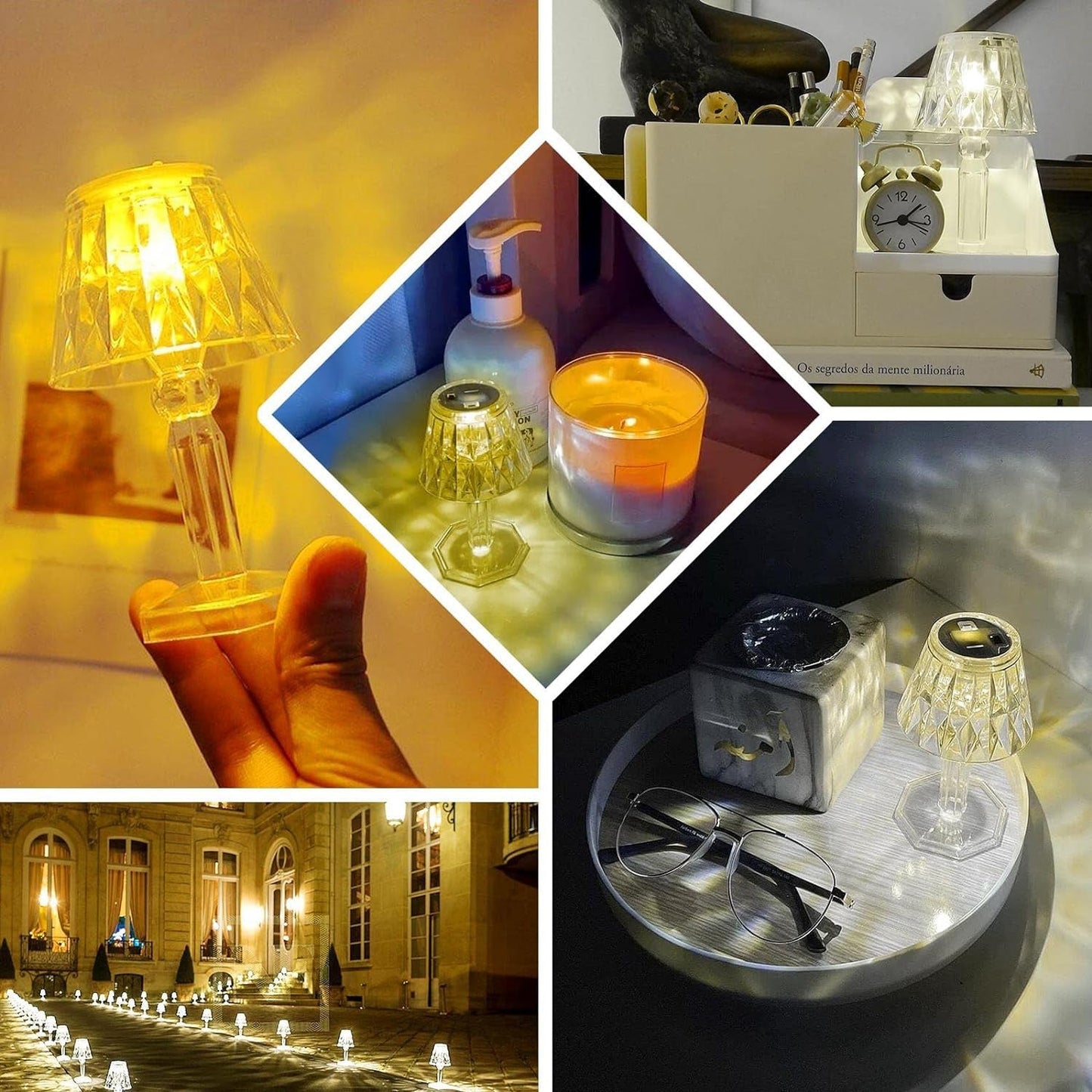 Big Acrylic LED Desk Lamps Table Lamp Portable Crystal, Diwali (1 Pc / Big)