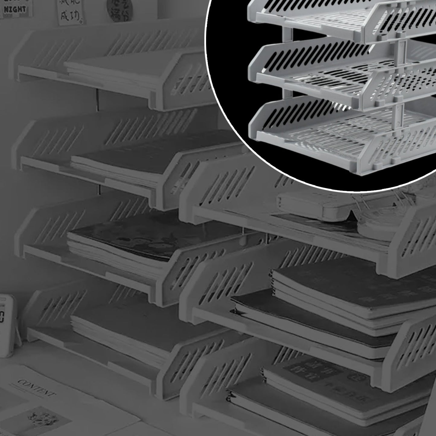 Multifunctional File Rack Drawers: Desktop Storage for Office Supplies (4/3 Layers)