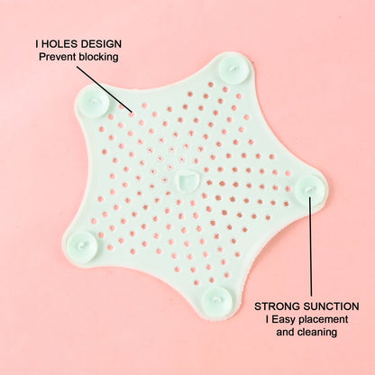 Mint Green Silicone Star Shaped Sink Filter Bathroom Hair Catcher Drain Strainers