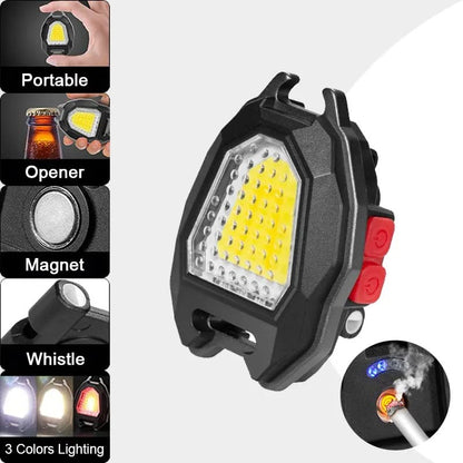 Triangular Camping Flashlight with Lighter – 6 Modes, 3 Colors, Waterproof