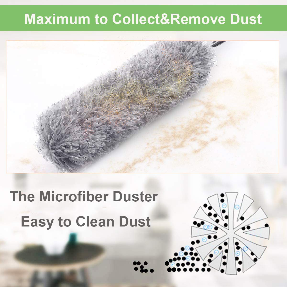 Microfiber Dusters for Cleaning 100 inches Extendable Handle Pole