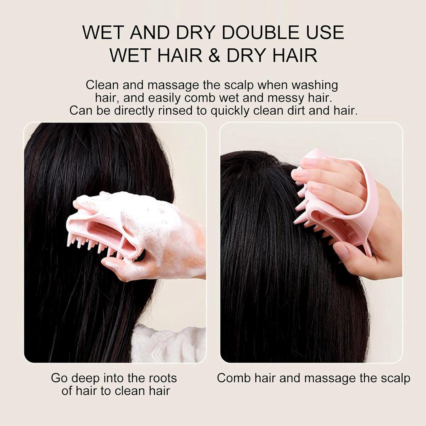 Scalp Massager Shampoo Brush Soft Silicone Hair Washing Comb with Handle