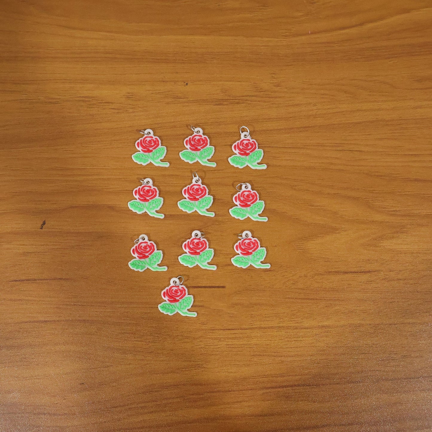 Rose Flower Design Bag Charm Keychain Set (10 Pc)