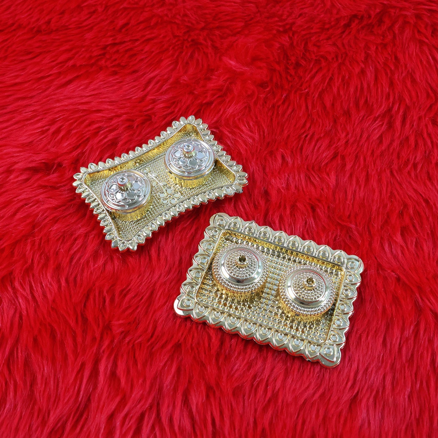 Ornate Rectangular Pooja Tilak Plate - (Mix Design / 1 Pc)