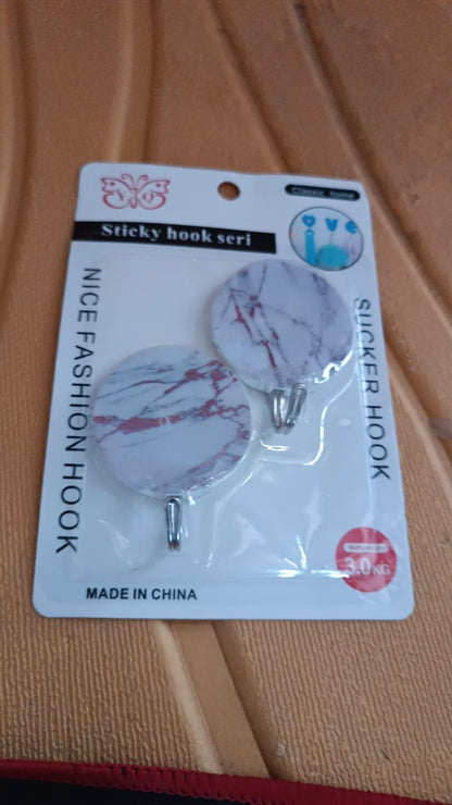 Multipurpose Strong Round Hook Self-Adhesive hooks (2 Pc Set)
